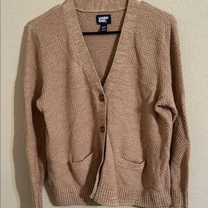 Lands' End Textured Knit Cardigan in Tan